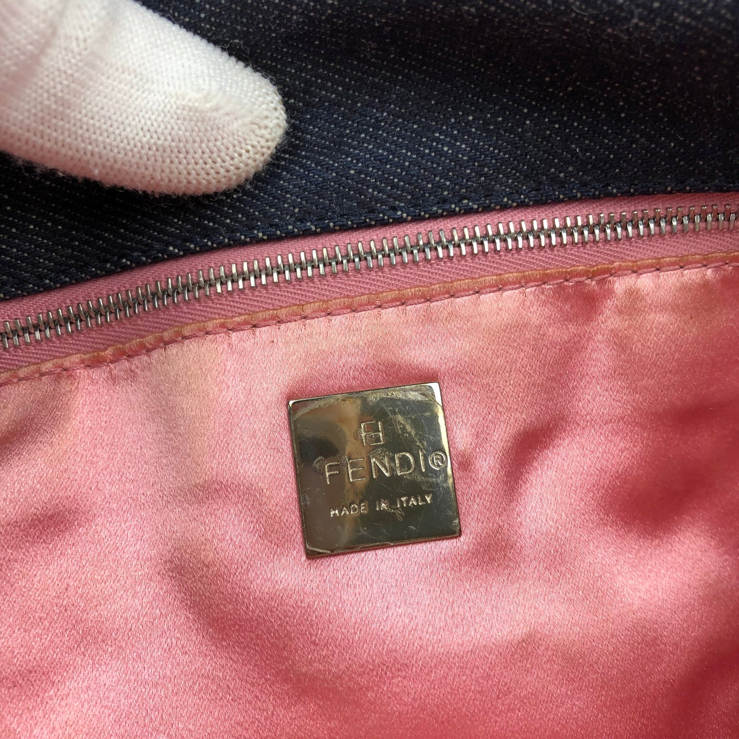 FENDI BEADED DENIM BAGUETTE