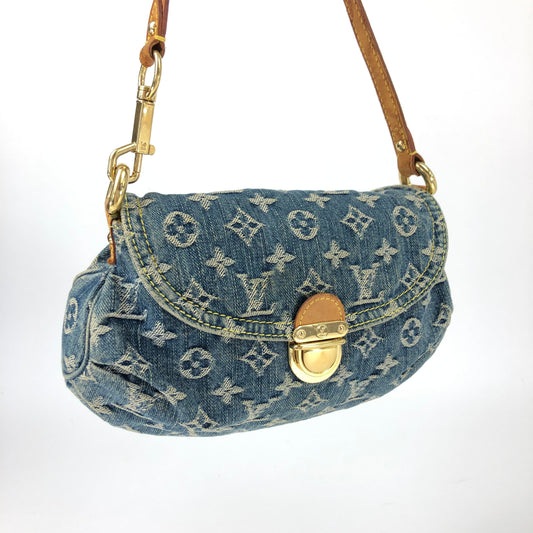 LOUIS VUITTON PLEATY DENIM SHOULDER BAG
