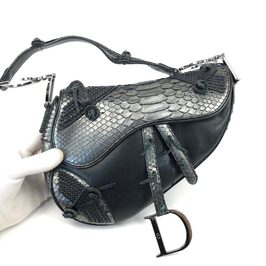 CHRISTIAN DIOR HOLLYWOOD PYTHON LEATHER SADDLE BAG