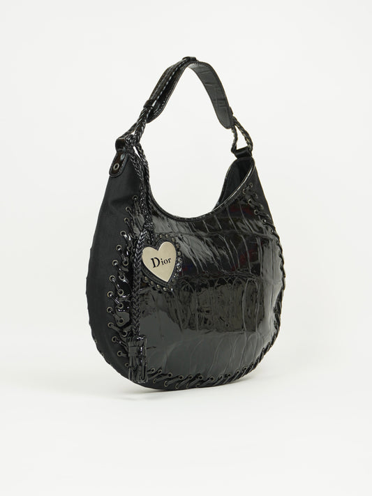 CHRISTIAN DIOR CROCODILE EMBOSSED CORSET HOBO