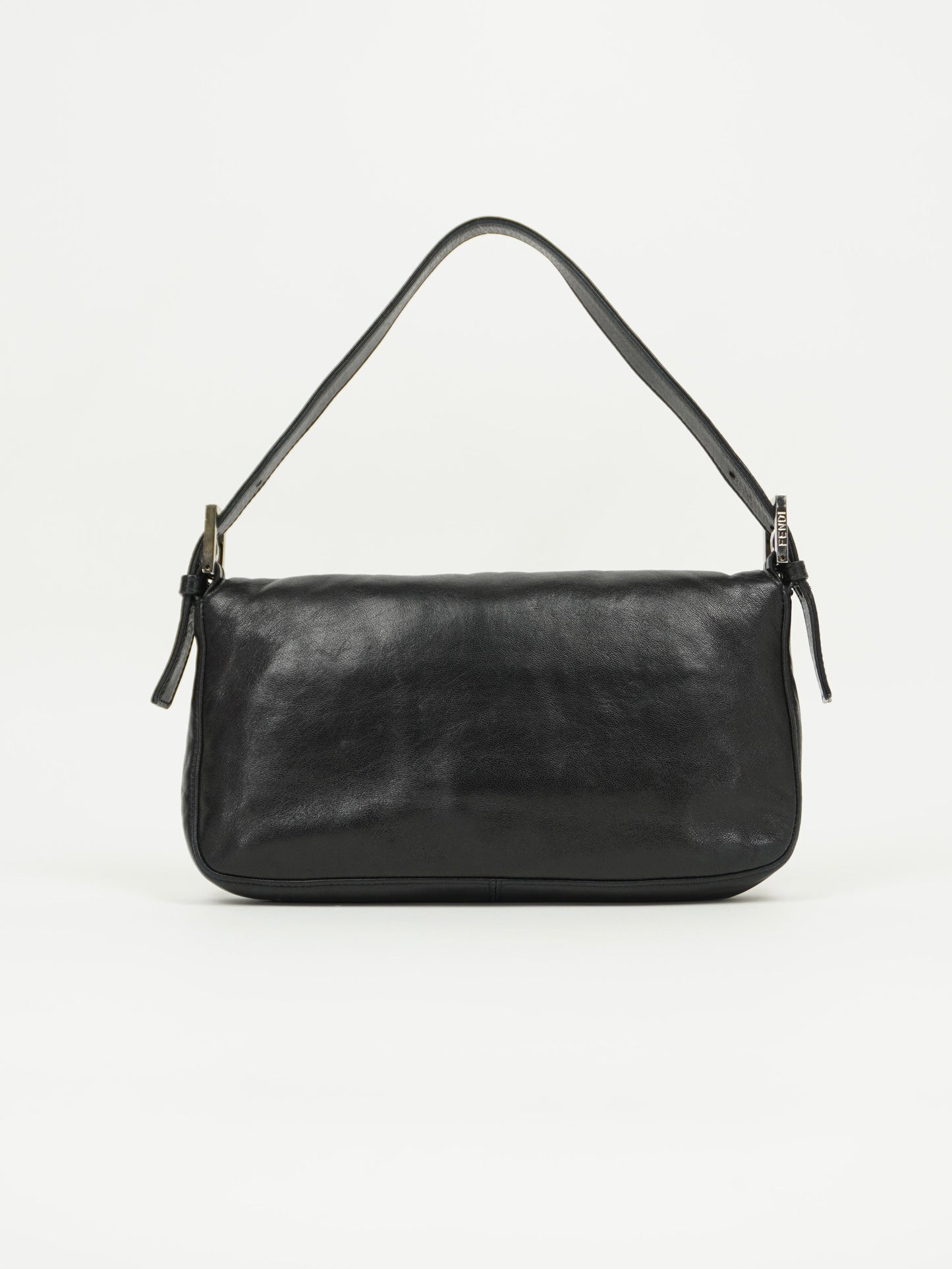 FENDI LEATHER BAGUETTE WITH GREEN BUCKLE