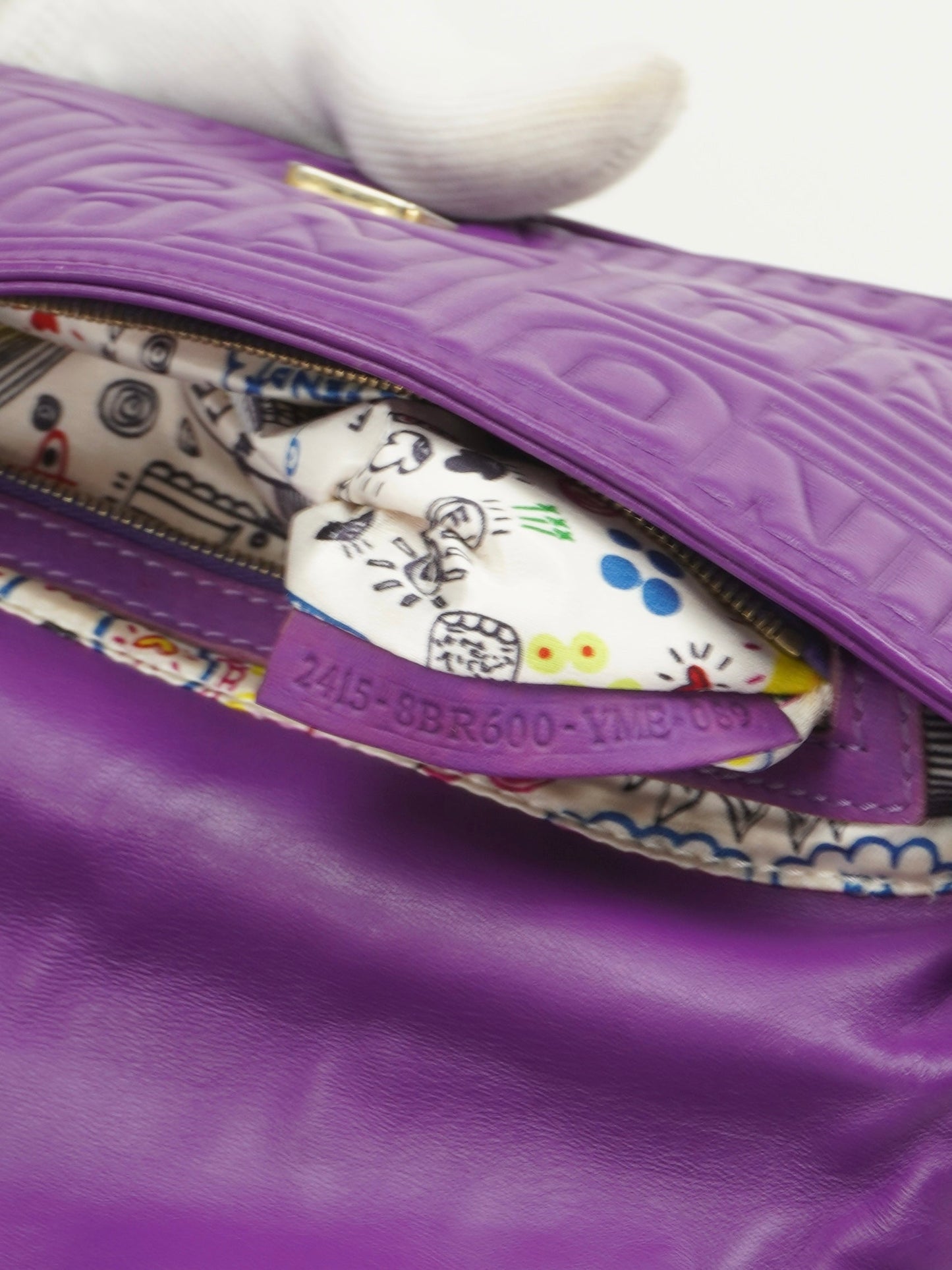 FENDI PURPLE LEATHER LOGO BAGUETTE