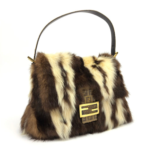 FENDI FUR MAMA BAGUETTE BAG