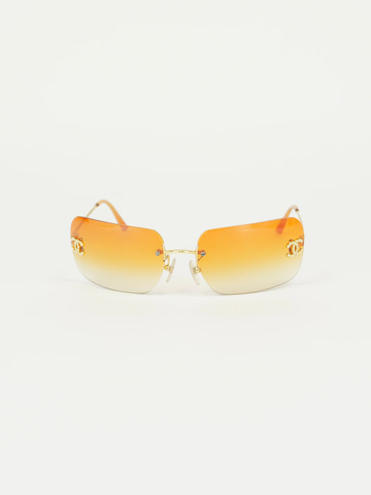 CHANEL RIMLESS RHINESTONE SUNGLASSES