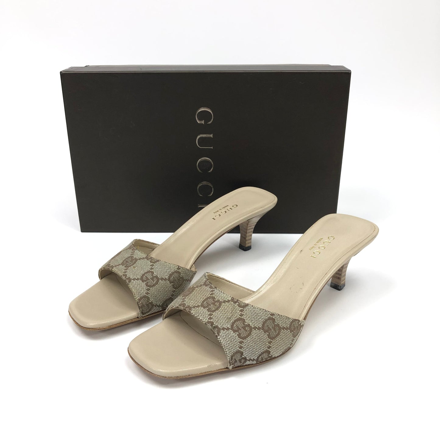 GUCCI MONOGRAM MULE HEELS
