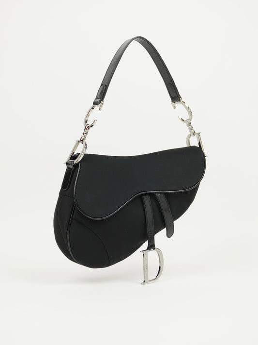 CHRISTIAN DIOR BLACK NYLON SADDLE BAG