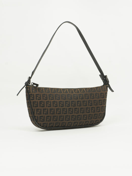 FENDI ZUCCA CRESCENT SHOULDER BAG