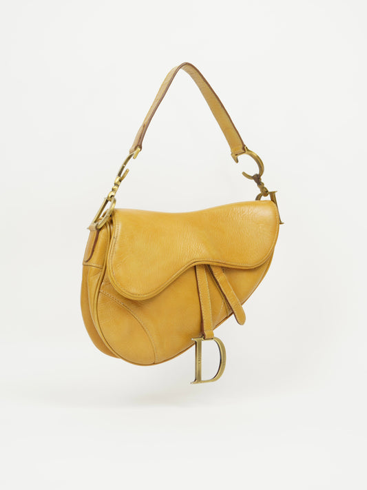 CHRISTIAN DIOR TAN LEATHER SADDLE BAG