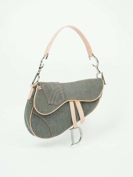 CHRISTIAN DIOR DENIM SADDLE BAG
