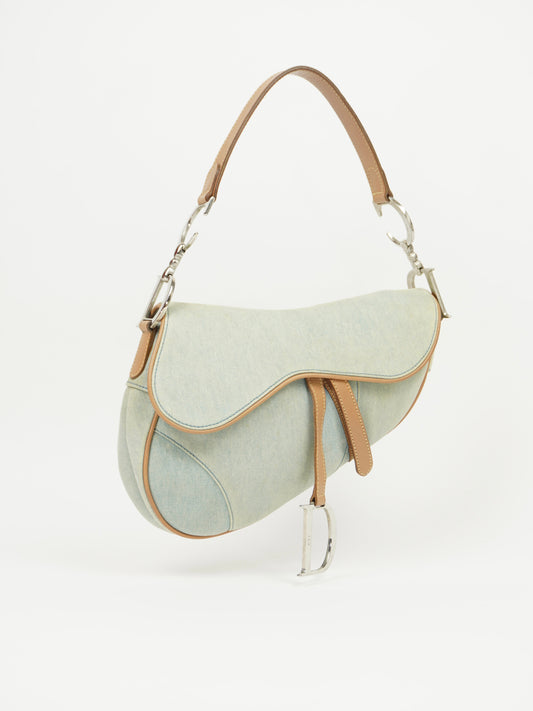 CHRISTIAN DIOR DENIM SADDLE BAG