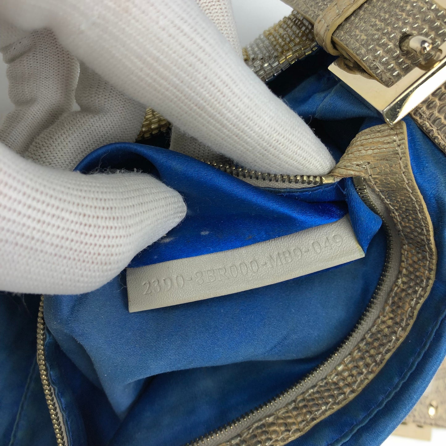 FENDI BEADED GOLD BAGUETTE BAG