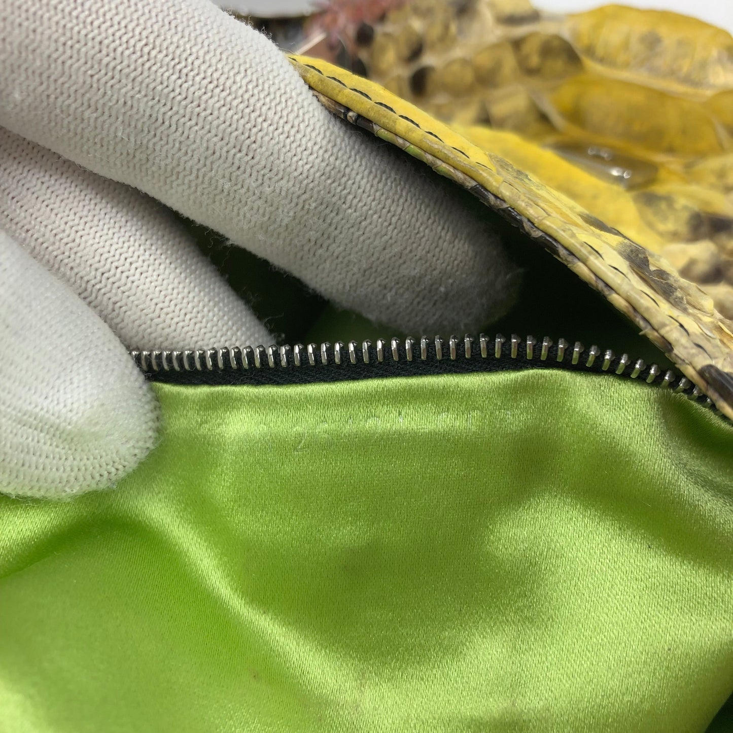 FENDI MULTI COLOUR PYTHON SNAKESKIN BAGUETTE SHOULDER BAG WITH METAL/MIRROR DETAILING