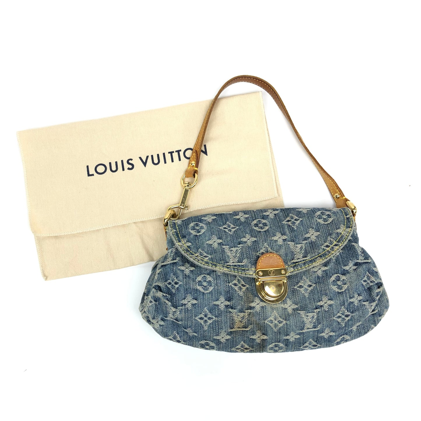 LOUIS VUITTON DENIM PLEATY SHOULDER BAG