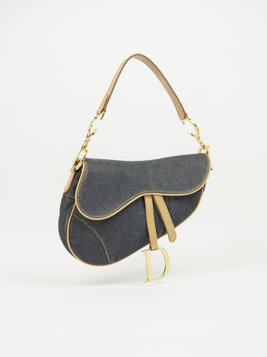 CHRISTIAN DIOR DENIM SADDLE BAG