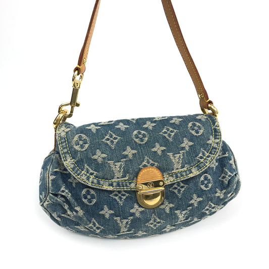 LOUIS VUITTON DENIM PLEATY SHOULDER BAG