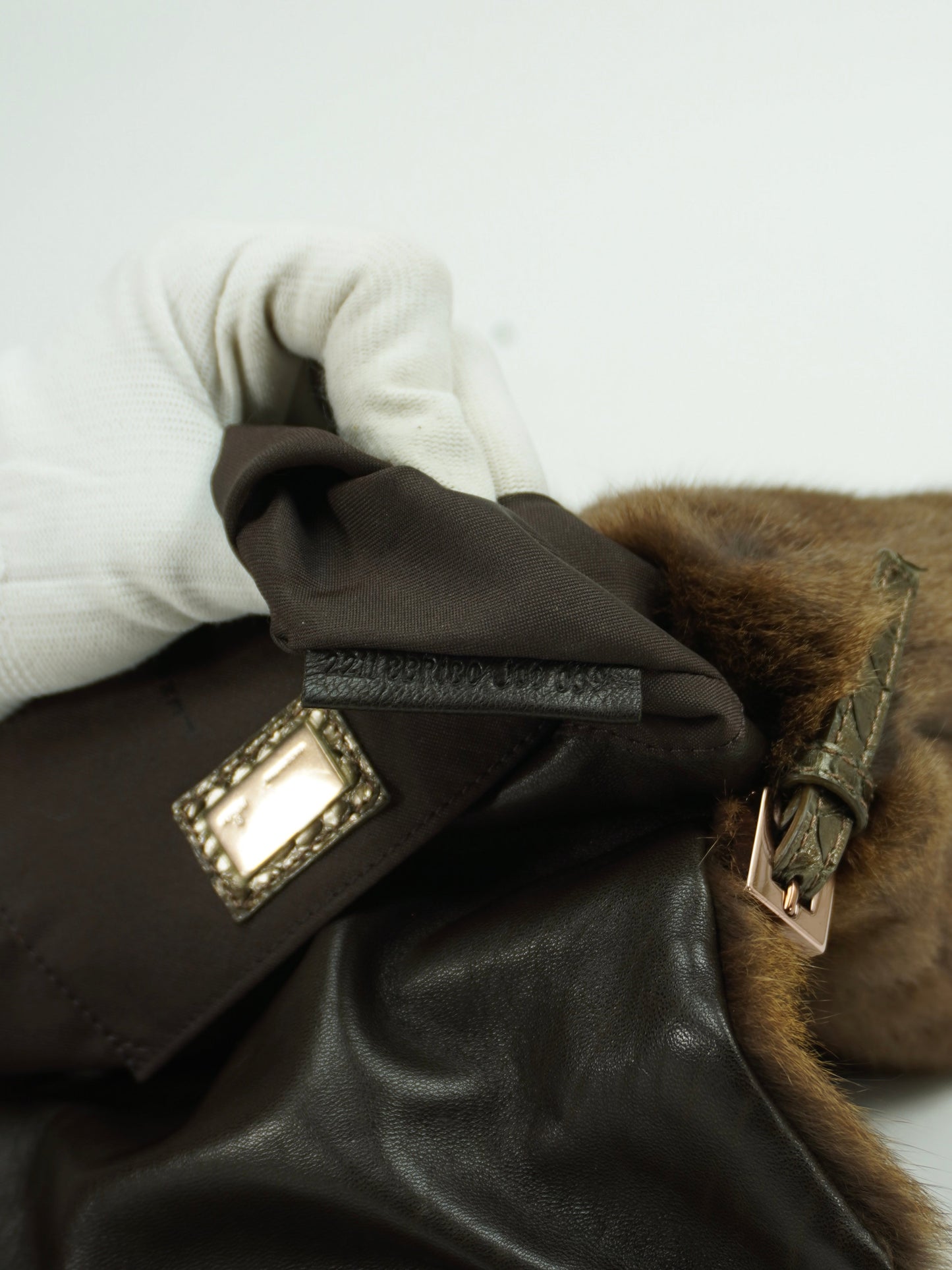 FENDI FUR BAGUETTE WITH SNAKESKIN TRIM