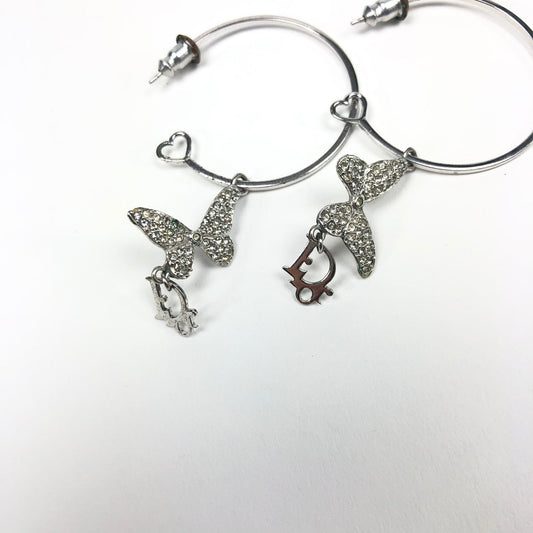CHRISTIAN DIOR BUTTERFLY HOOP EARRINGS