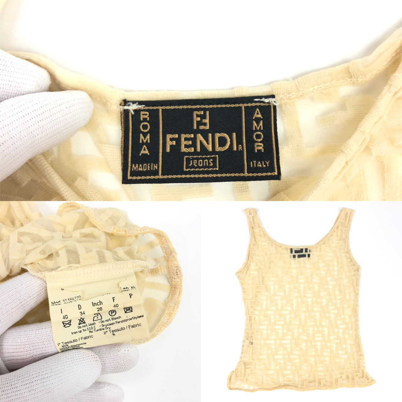 FENDI SHEER ZUCCA CAMI TOP
