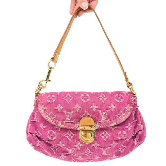 LOUIS VUITTON DENIM PLEATY SHOULDER BAG