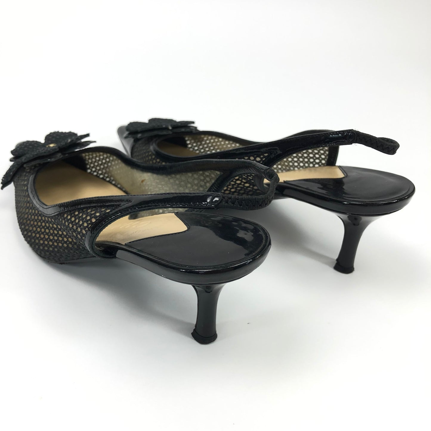 CHANEL LOGO SLING-BACK MULE HEELS