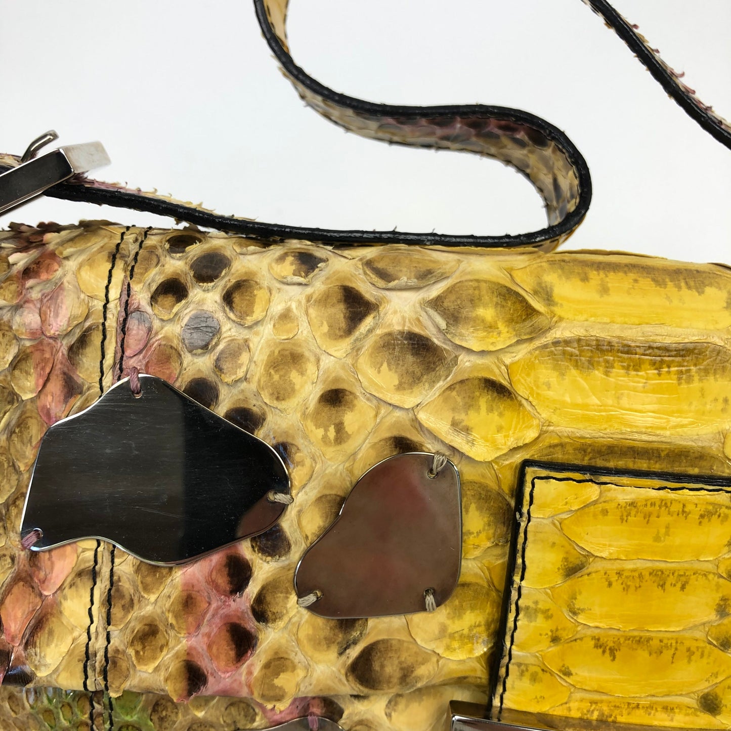 FENDI MULTI COLOUR PYTHON SNAKESKIN BAGUETTE BAG WITH MIRROR DETAILING