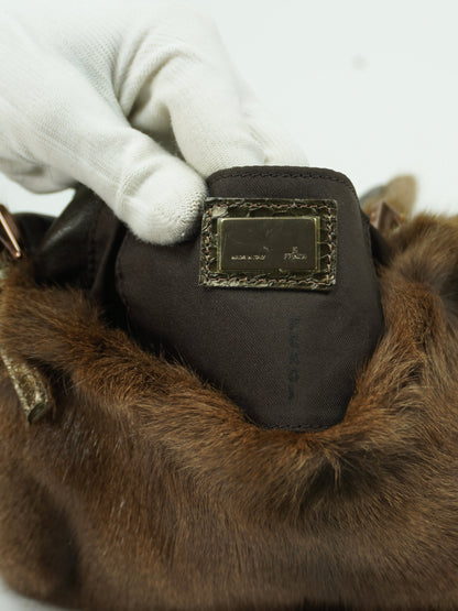 FENDI FUR BAGUETTE WITH SNAKESKIN TRIM