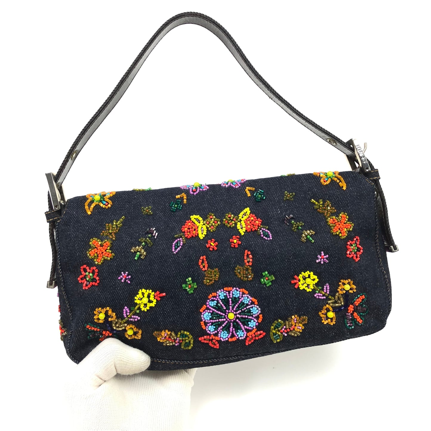 FENDI BEADED BAGUETTE SHOULDER BAG