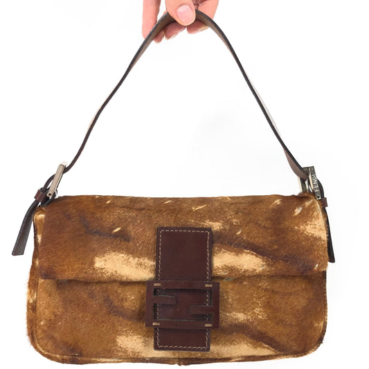 FENDI CALF HAIR BAGUETTE BAG
