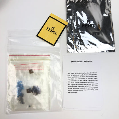 FENDI BEADED BAGUETTE BAG WITH EXOTIC LIZARD LEATHER DETAILING