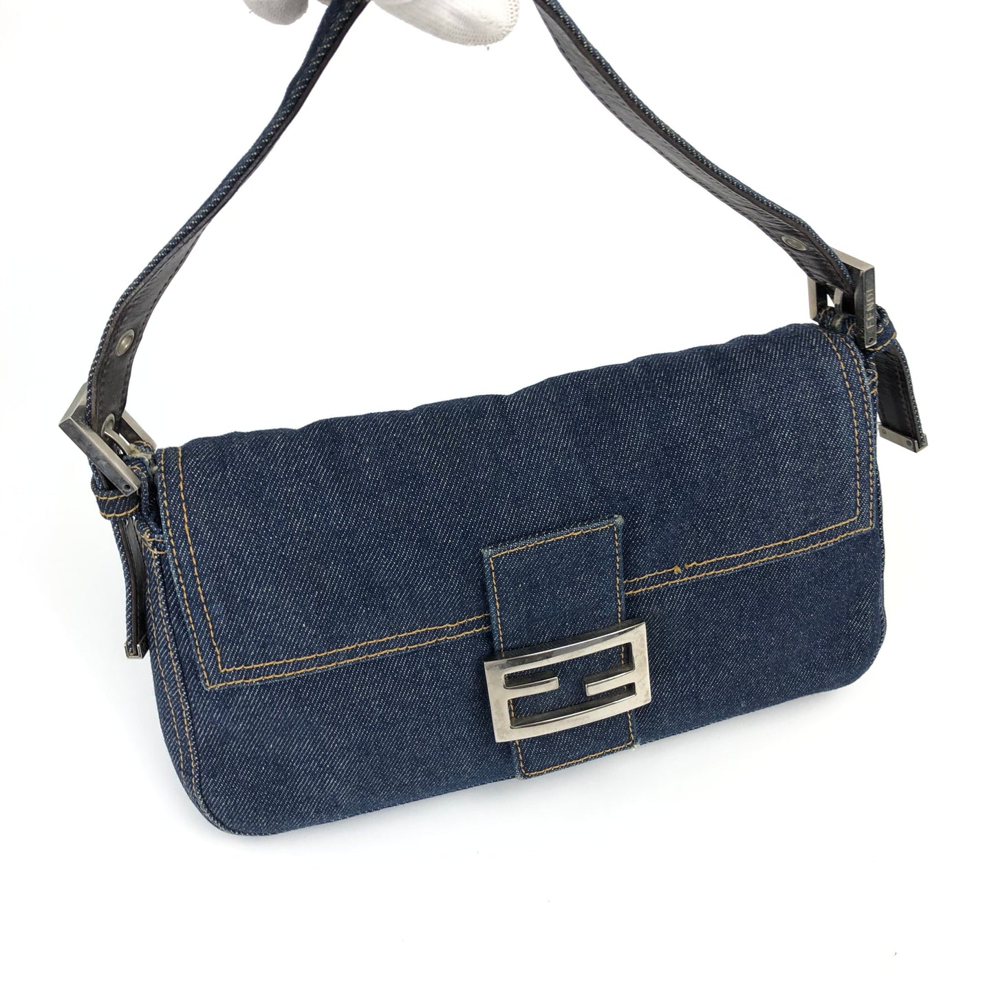 FENDI DENIM BAGUETTE BAG