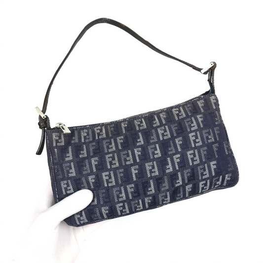 FENDI ZUCCA DENIM SHOULDER BAG