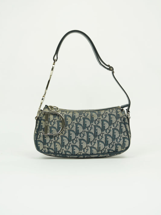 CHRISTIAN DIOR MONOGRAM BAG WITH SILVER HARDWARE