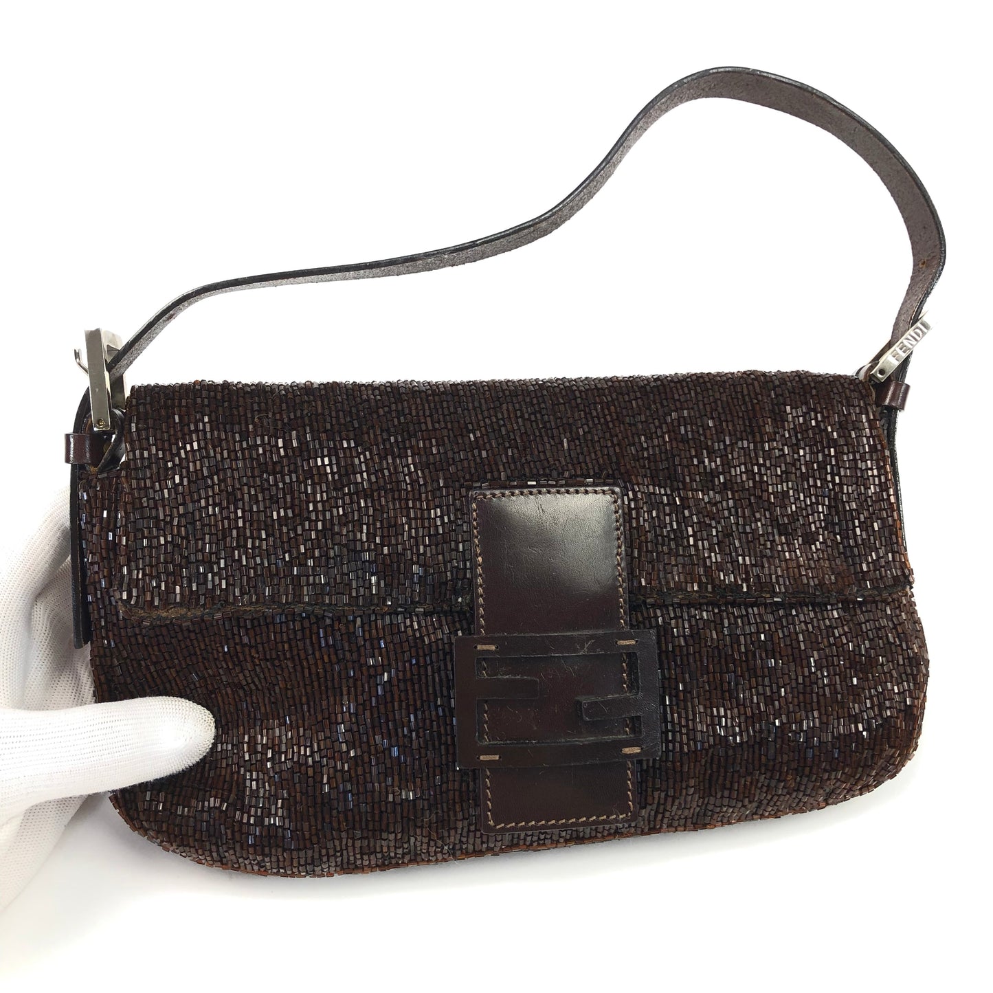 FENDI BEADED BAGUETTE SHOULDER BAG