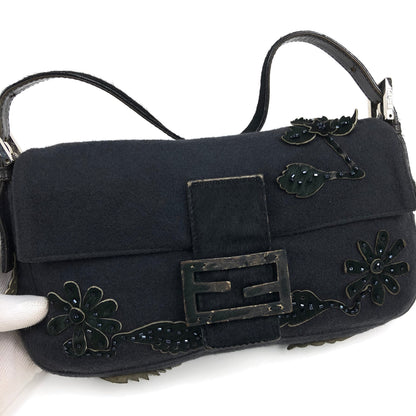 FENDI BAGUETTE WITH CALF HAIR AND BEADED DETAILING