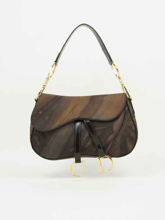 CHRISTIAN DIOR WATER COLOUR DOUBLE SADDLE BAG