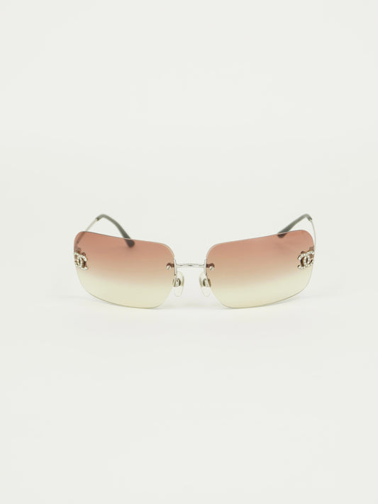 CHANEL RIMLESS RHINESTONE SUNGLASSES