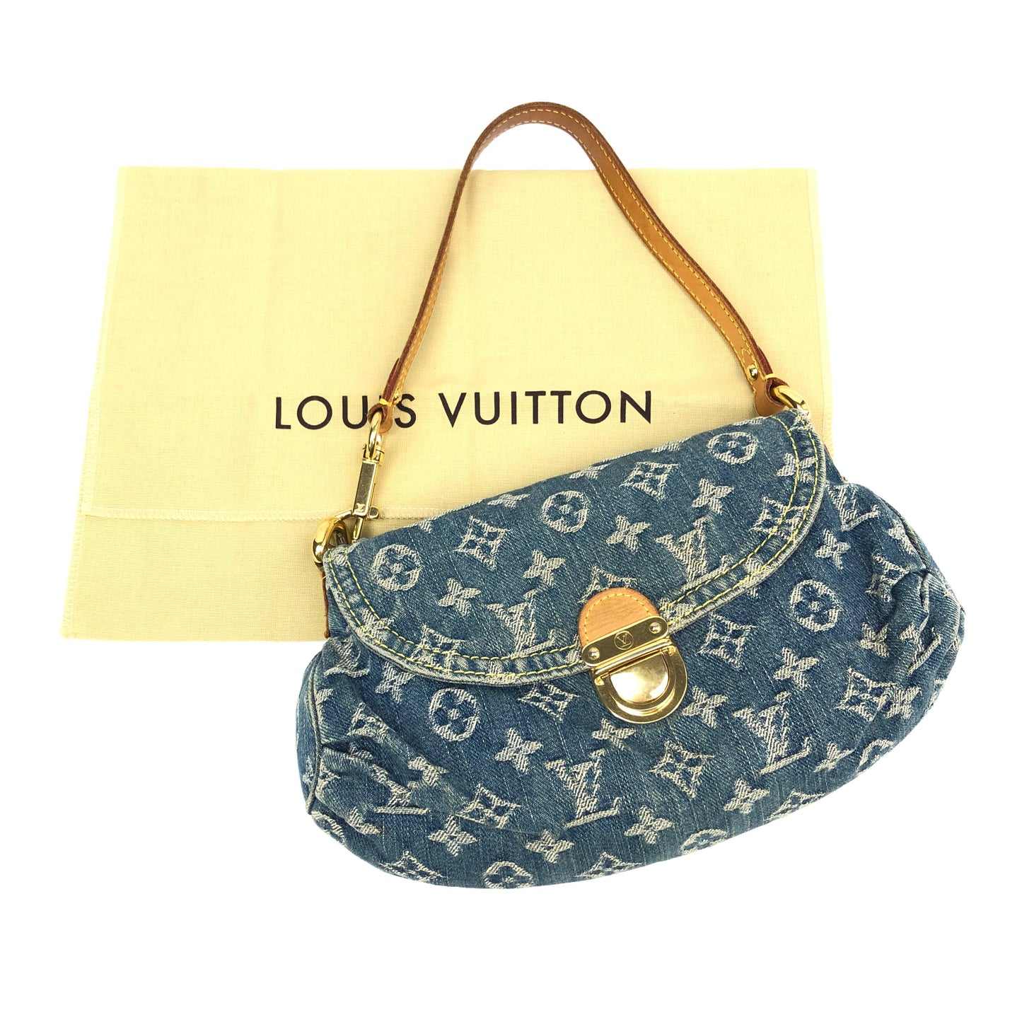 LOUIS VUITTON DENIM PLEATY SHOULDER BAG