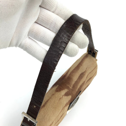 FENDI CALF HAIR BAGUETTE SHOULDER BAG