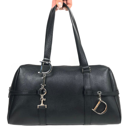 CHRISTIAN DIOR LEATHER BAG WITH SILVER HARDWARE