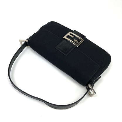 FENDI JERSEY BAGUETTE SHOULDER BAG IN BLACK