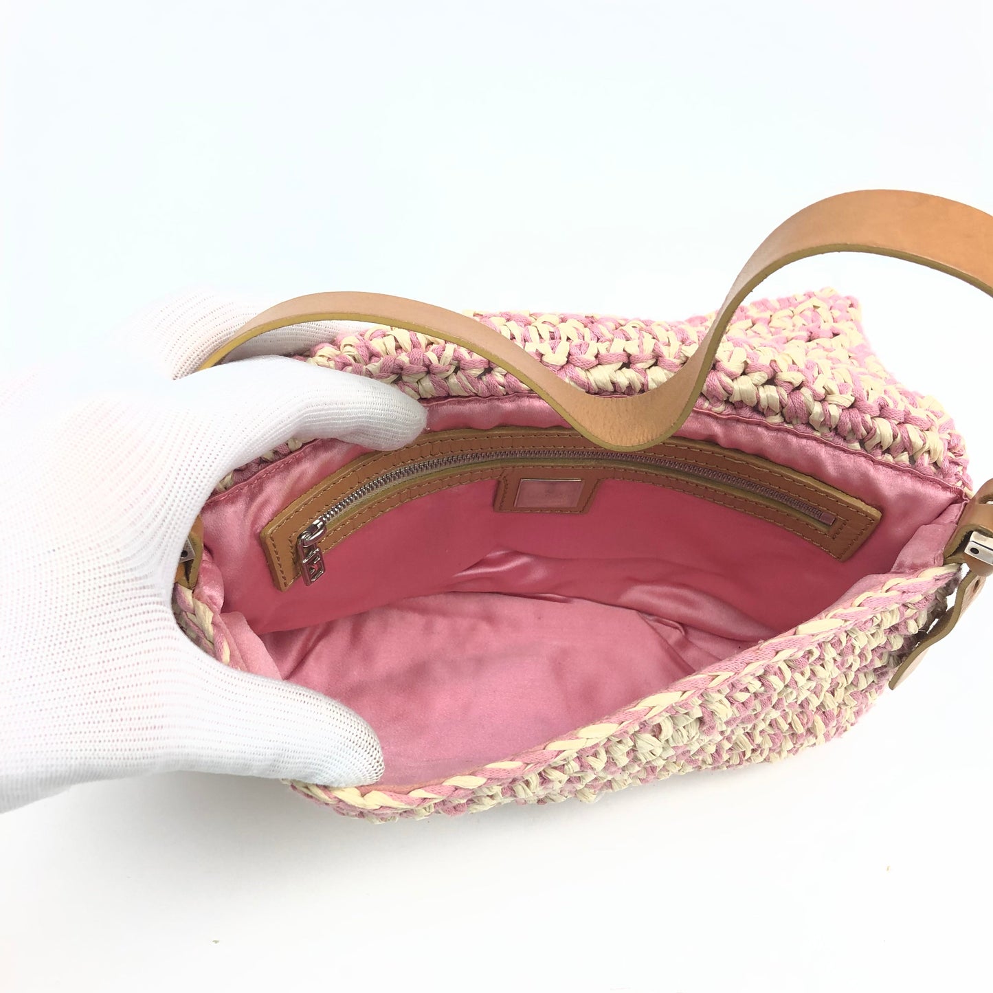 FENDI CROCHET BAGUETTE SHOULDER BAG