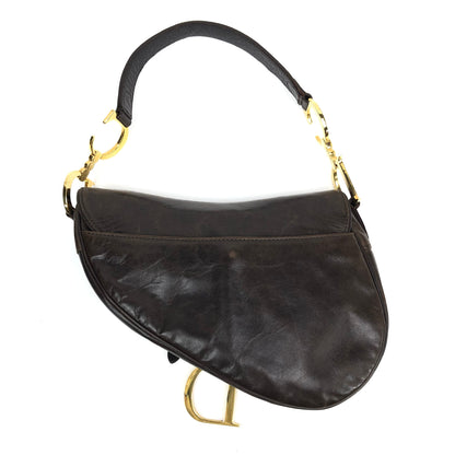 CHRISTIAN DIOR BROWN LEATHER SADDLE BAG