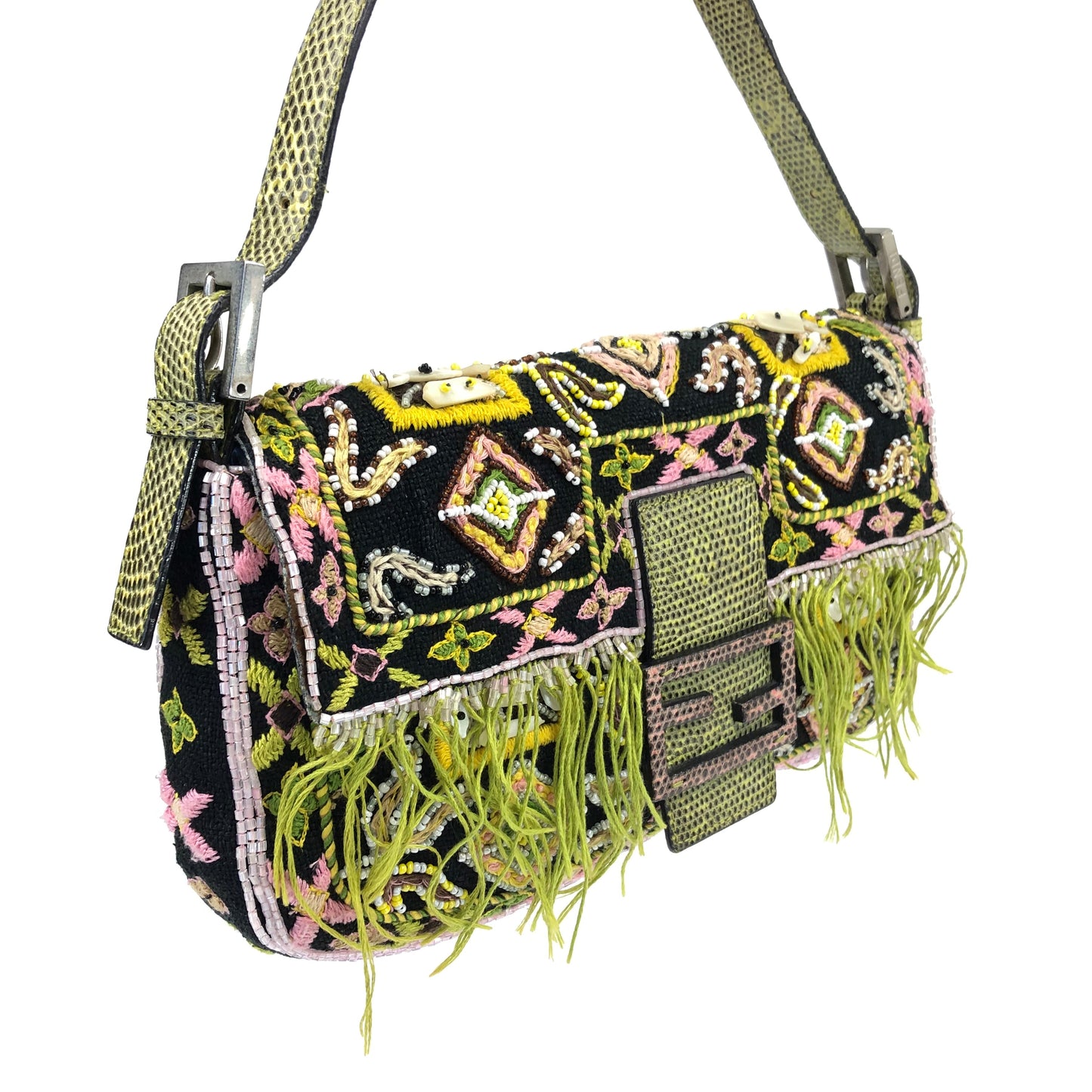 FENDI BEADED BAGUETTE SHOULDER BAG