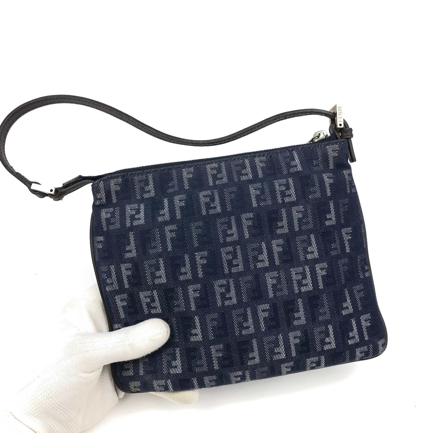 FENDI ZUCCA DENIM SHOULDER BAG
