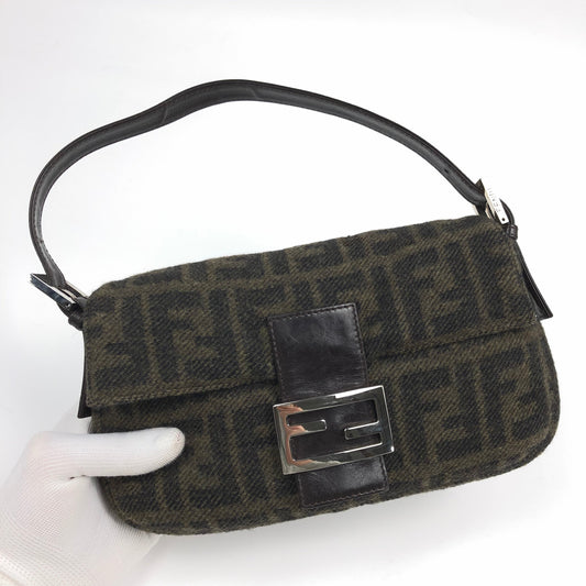FENDI CASHMERE WOOL BAGUETTE SHOULDER BAG
