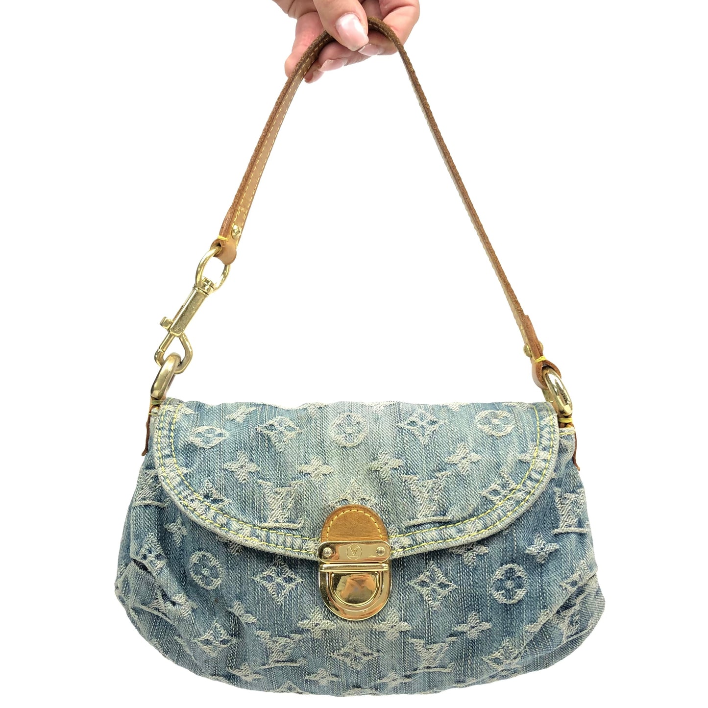 LOUIS VUITTON DENIM PLEATY SHOULDER BAG