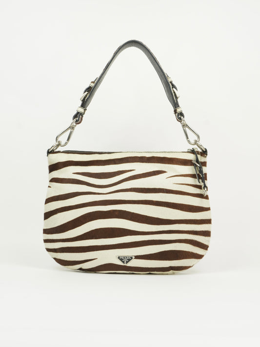 PRADA ZEBRA PRINT CAVALLINO HOBO BAG