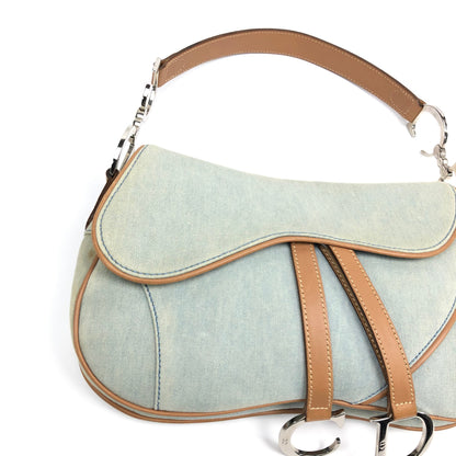 CHRISTIAN DIOR DENIM DOUBLE SADDLE BAG