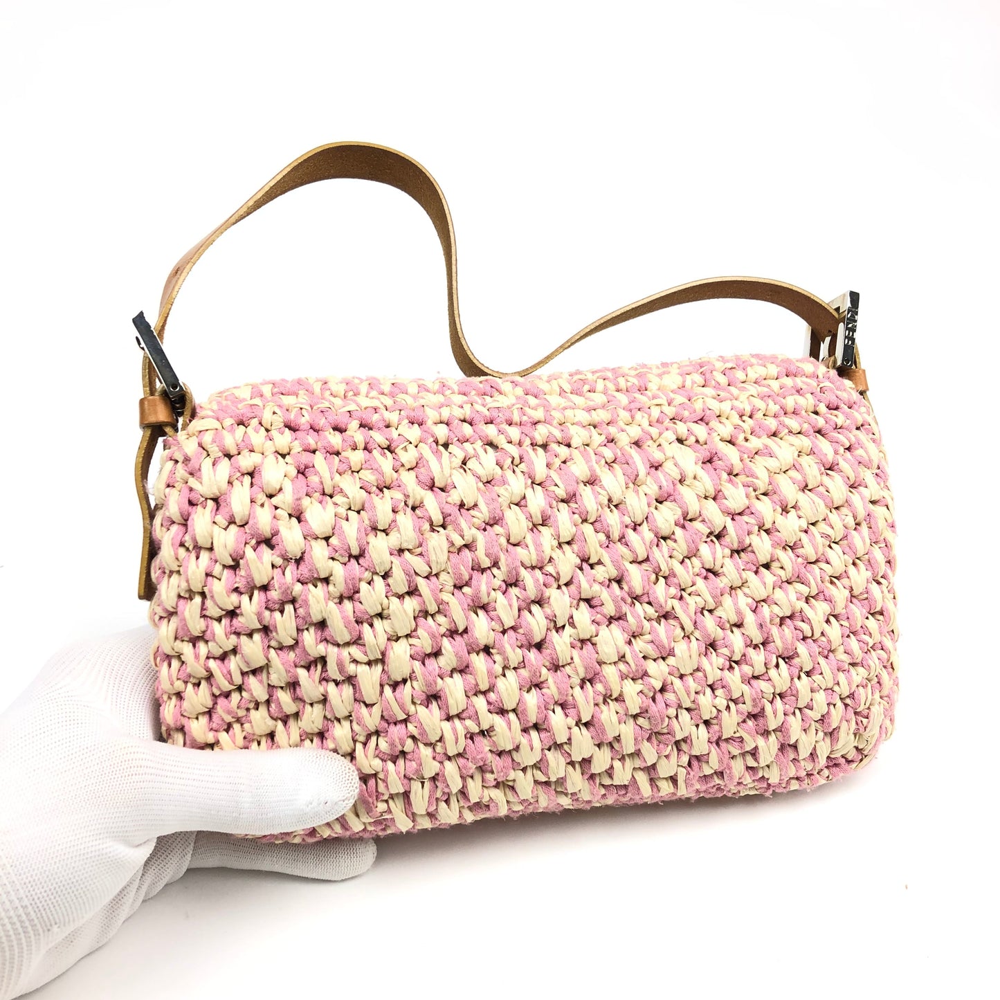 FENDI CROCHET BAGUETTE SHOULDER BAG