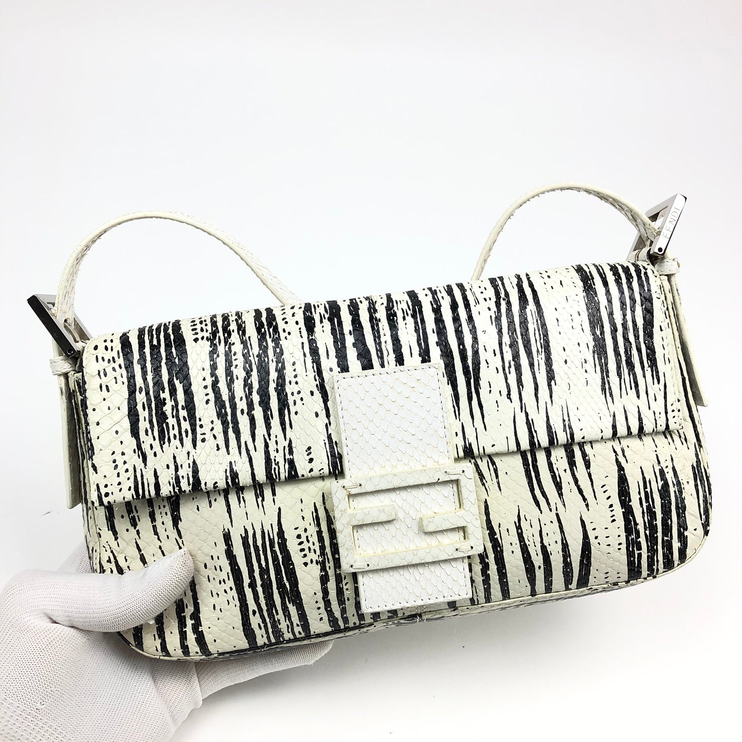 FENDI PYTHON SNAKESKIN BAGUETTE SHOULDER BAG